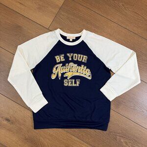 Chill Collective Girls "Be Your Authentic Self" Navy/Ivory Long Sleeve Shirt L